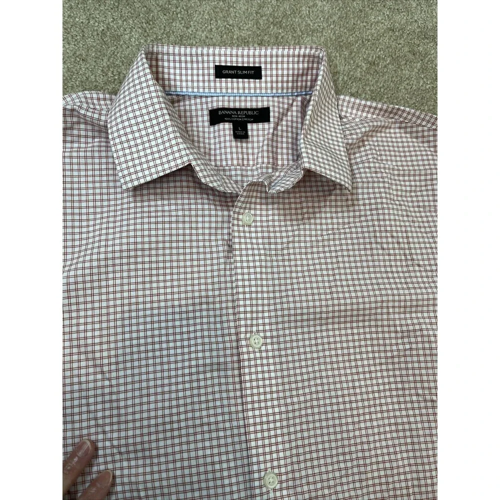 Banana‎ Republic Men’s Shirt Plaid Long Sleeves Size L 100% Cotton Stretch